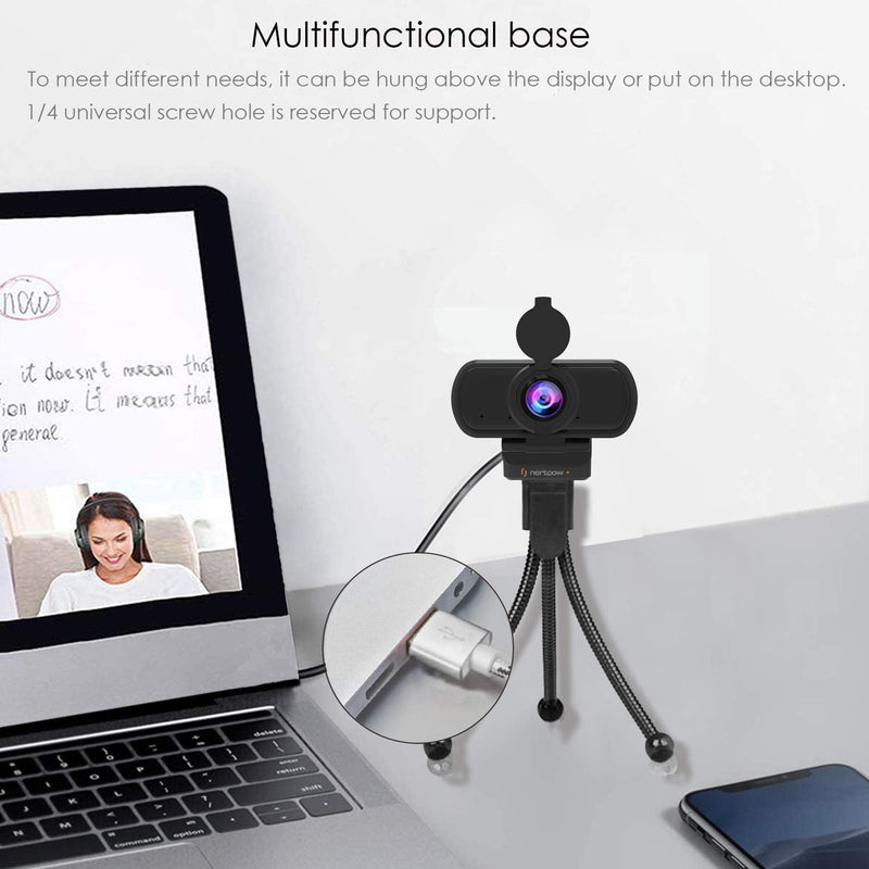  [AUSTRALIA] - 1080P Webcam with Microphone, Nertpow NP HD USB Camera, Flexible Rotatable Clip, 110-Degree Widescreen, for Laptops, Desktop, Mac, and Streaming Video Calling Recording Conferencing…