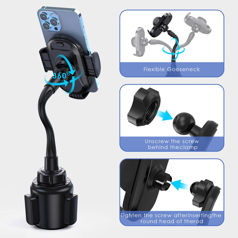  [AUSTRALIA] - CAFELE Car Cup Holder Phone Mount with Adjustable Flexible Stable Gooseneck, Universal Cell Phone Cup Holder for Car, Compatible with All Car Cups and Cell Phones with Thick Case