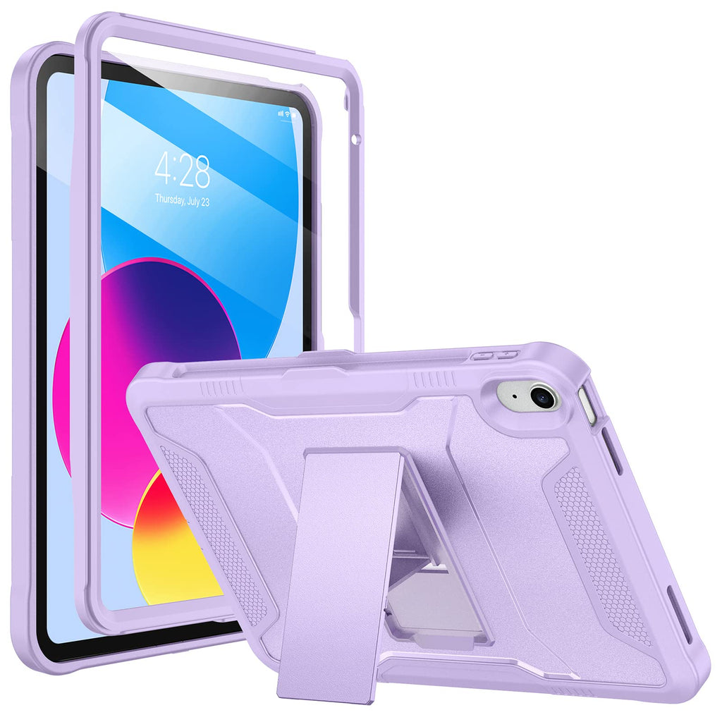  [AUSTRALIA] - Soke Case for iPad 10th Generation 10.9-inch 2022, with Built-in Screen Protector and Kickstand, Rugged Full Body Protective Cover for New Apple iPad 10.9 Inch - Violet