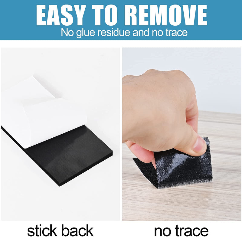  [AUSTRALIA] - Hook Loop Strips with Adhesive Square Hook and Loop Tape Heavy Duty Strips Sticky Back Fastener (Black, 1x4+2x4-14 Sets) Black