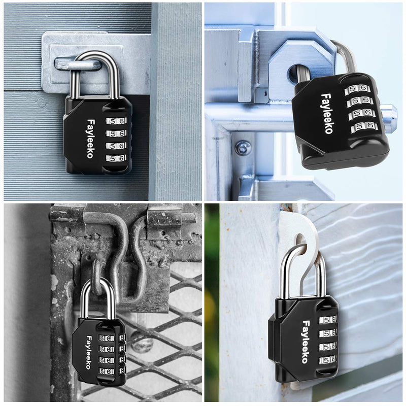  [AUSTRALIA] - Combination Lock, 4 Pack, 4 Digit Combination Padlock for School Gym Sports Locker, Fence, Toolbox, Case, Hasp Cabinet Storage Black