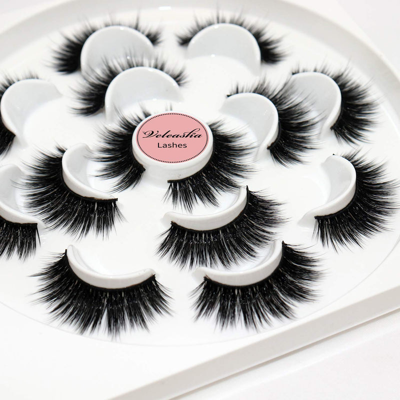 Veleasha Silk Eyelashes Luxury Multi-layered Effect Natural Look Faux Mink Lashes for Girls | 7 Pair Pack | Cinderella - LeoForward Australia