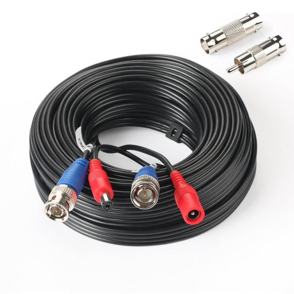  [AUSTRALIA] - SHD 50Feet BNC Vedio Power Cable Pre-Made Al-in-One Camera Video BNC Cable Wire Cord for Surveillance CCTV Security System with Connectors(BNC Female and BNC to RCA)