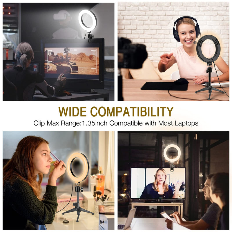  [AUSTRALIA] - Video Conference Lighting Kits, 6” LED Selfie Ring Light with Tripod Stand, Clip on Laptop Monitor for Webcam Lighting/Zoom Lighting/Remote Working/Self Broadcasting/Live Streaming