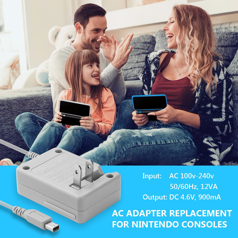 3DS Charger, Power Adapter Replacement for Nintendo 3DS/ DSi/DSi XL/ 2DS/ 2DS XL/New 3DS XL 100-240V Wall Plug AC Adapter for 2DS 3DS Console Gray - LeoForward Australia