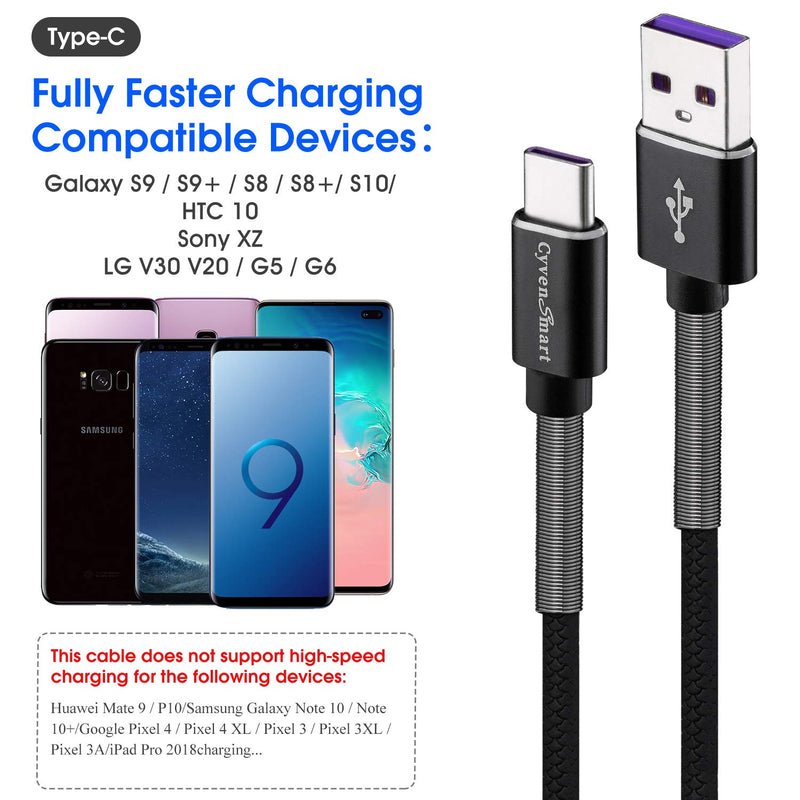 CyvenSmart USB Type C Cable 10ft, [2 Pack] USB A 2.0 to USB-C Fast Charger Extra Long Durable TPE Cord Compatible with Samsung Galaxy A10/A20/A51/S10/S9/S8 Plus/Note 9/8,LG V50 V40 G8 G7 Thinq, Moto Z 2Pack 10Foot black - LeoForward Australia