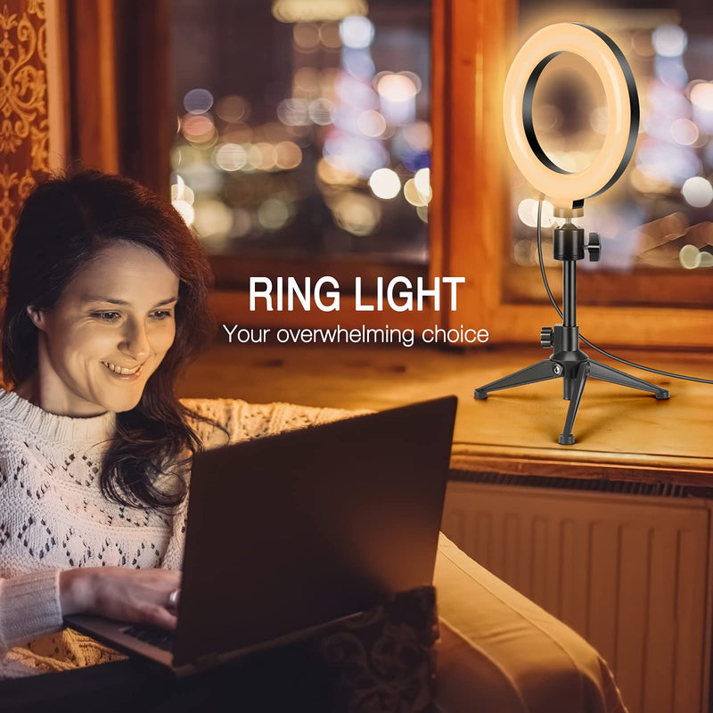  [AUSTRALIA] - Video Conference Lighting Kits, 6” LED Selfie Ring Light with Tripod Stand, Clip on Laptop Monitor for Webcam Lighting/Zoom Lighting/Remote Working/Self Broadcasting/Live Streaming