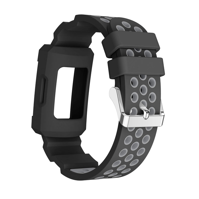 GOSETH Compatible with Fitbit Charge 4/Fitbit Charge 3 Bands with Case, Silicone Strap with Shatter-Resistant Protective Frame for Fitbit Charge 3/SE/Charge 4 and Special Editions (Black&Grey) Black&Grey - LeoForward Australia