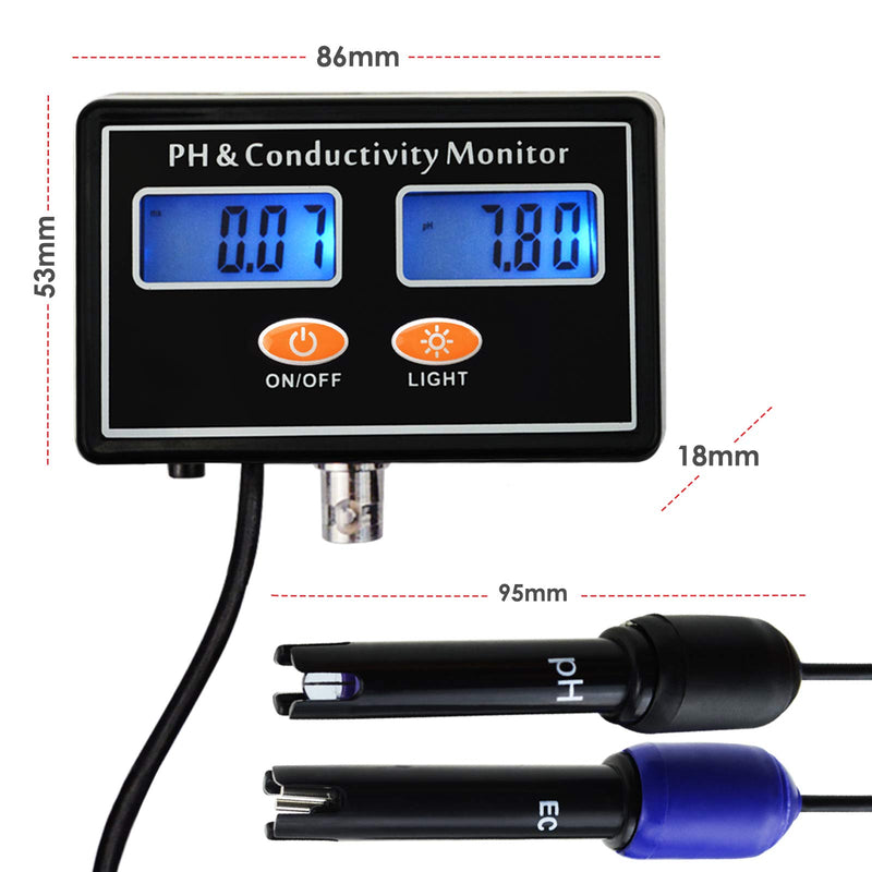 pH/EC Conductivity Meter with ATC Water Quality Tester 0.0-14.0pH / 0~19.99ms/cm Aquarium, Hydroponics Tool PH/EC METER - LeoForward Australia