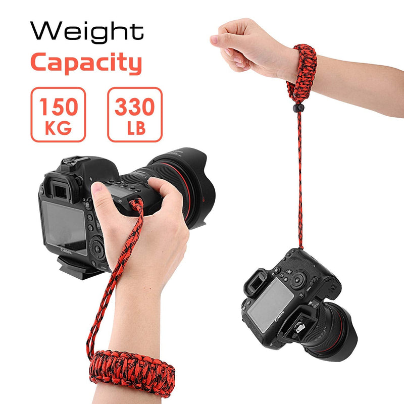  [AUSTRALIA] - MoKo Universal Paracord [2 Pack], Nylon Braided Adjustable Camera Hand Grip Strap for Video Camcorder, Binoculars and Nikon/Canon/Sony/Minolta/Panasonic/SLR/DSLR Digital Cameras, Black & Red/Black Black + Red/Black