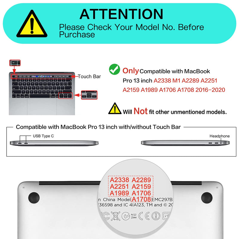  [AUSTRALIA] - MOSISO Compatible with MacBook Pro 13 inch Case 2016-2020 Release A2338 M1 A2289 A2251 A2159 A1989 A1706 A1708, Plastic Hard Shell Case&Keyboard Cover Skin&Screen Protector&Storage Bag, Baby Blue