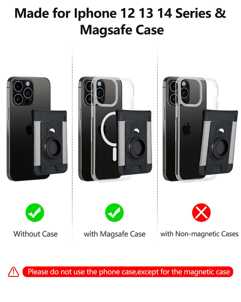  [AUSTRALIA] - ExtreLife 3-in-1 Magsafe Wallet with AirTag Holder, Upgrade Magsafe Wallet Stand, Open ID Window, Magnetic Wallet for iPhone 14/13/12 Series, Leather Mens Wallet Card Holder for AirTag, Black