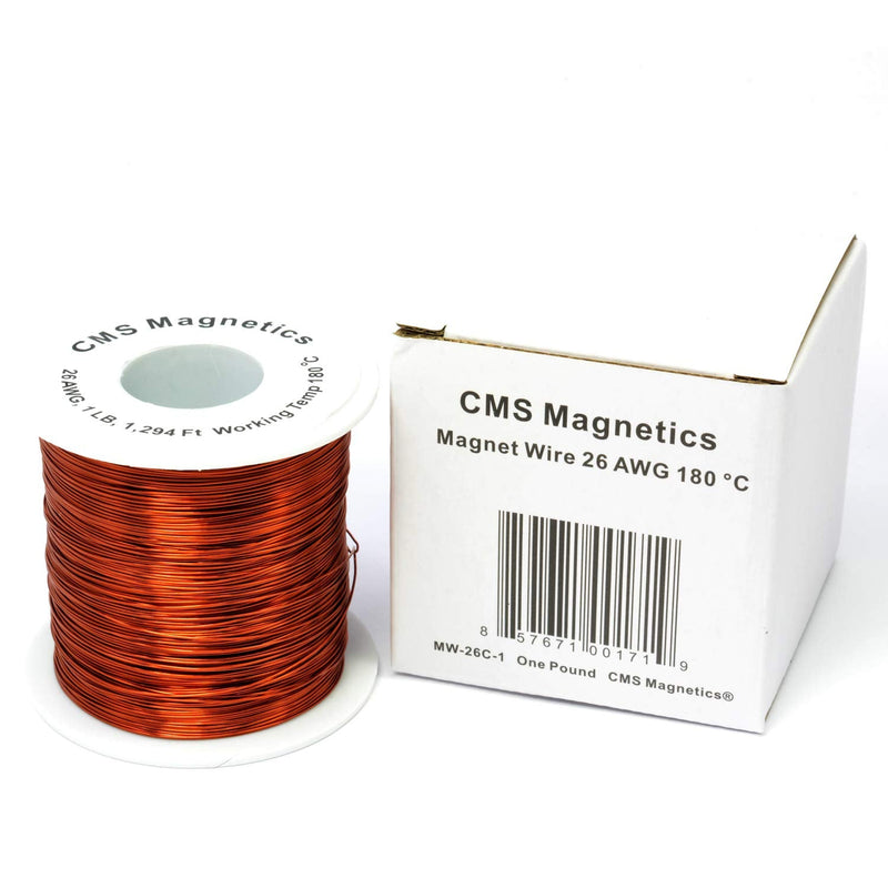 [AUSTRALIA] - CMS Magnetics 26 Gauge Magnet Wire (1 lb, 1294 ft), Enameled Copper Wire with Working Temperature 356 F, for School Science Experiments, Lab Work, DIY Projects 4 26 AWG