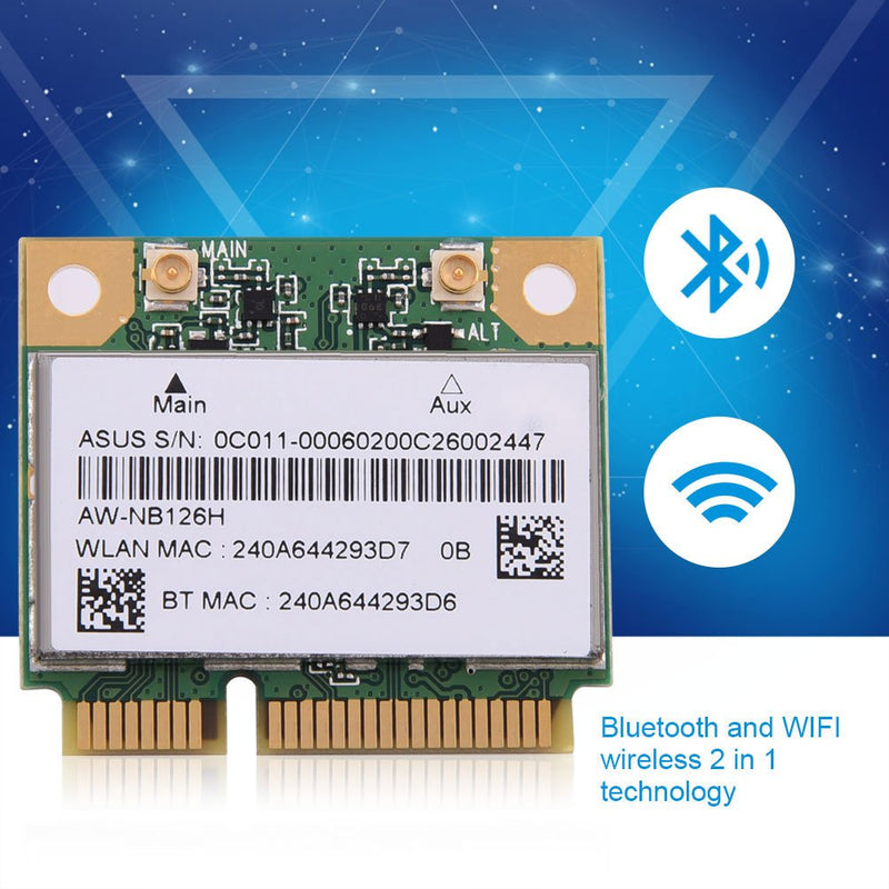 [AUSTRALIA] - Bewinner Mini Bluetooth WiFi Card, 2 in 1 Wireless PCI-E Card Wireless Card for Mini PCI-E Card Slot 2.4G WiFi Card for PC Laptop Asus BenQ Hasee