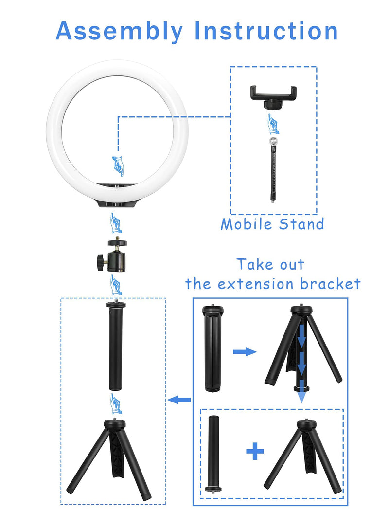  [AUSTRALIA] - 10'' Selfie Ring Light with Tripod Stand & Cell Phone Holder for Live Stream/Makeup, Dimmable Desk Makeup Ring Light for TikTok/YouTube/ Video/Photography for Women's Day Gift