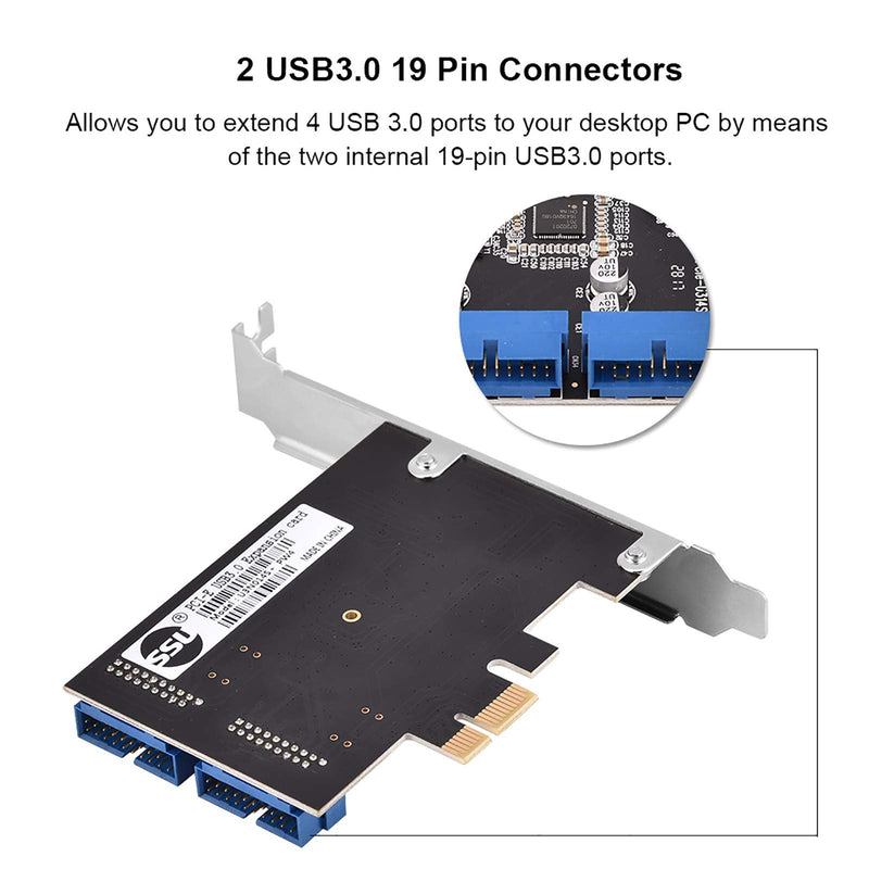  [AUSTRALIA] - PCI-E to USB 3.0 Expansion Card PCI-E to USB 3.0 19 pin 2 Port Adapter 5Gbps Super Fast PCIExpress Support winXP, win7, win8, win8.1, win10