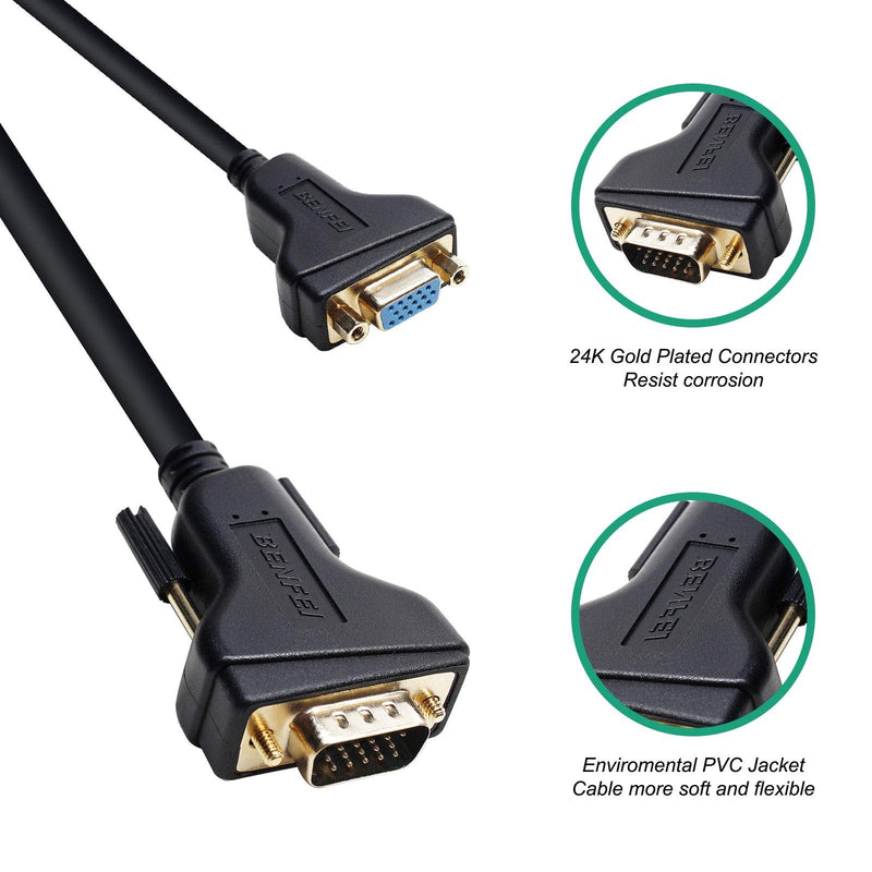  [AUSTRALIA] - VGA Extension Cable, BENFEI VGA Male to Female Cable - 10 Feet