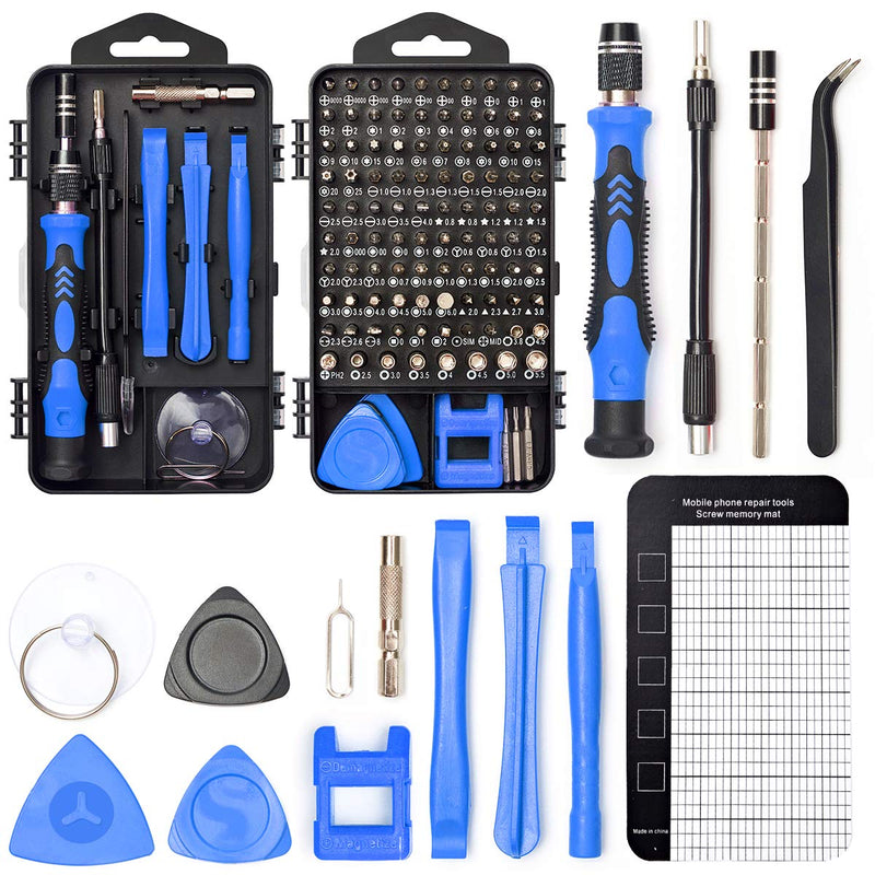  [AUSTRALIA] - SHARDEN Precision Screwdriver Set, 122 in 1 Electronics Magnetic Repair Tool Kit with Case for Repair Computer, PC, Cellphone, Game Console, Watch, Eyeglasses etc (Blue)… Blue