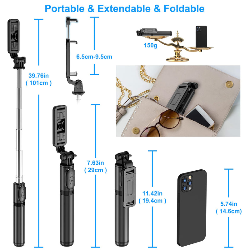  [AUSTRALIA] - Selfie Stick, Extendable Selfie Stick Tripod with Wireless Remote and Tripod Stand, Portable, Lightweight, Compatible with iPhone 14 13 12 Pro Xs Max Xr X 8Plus 7, Samsung Smartphone and More Regular