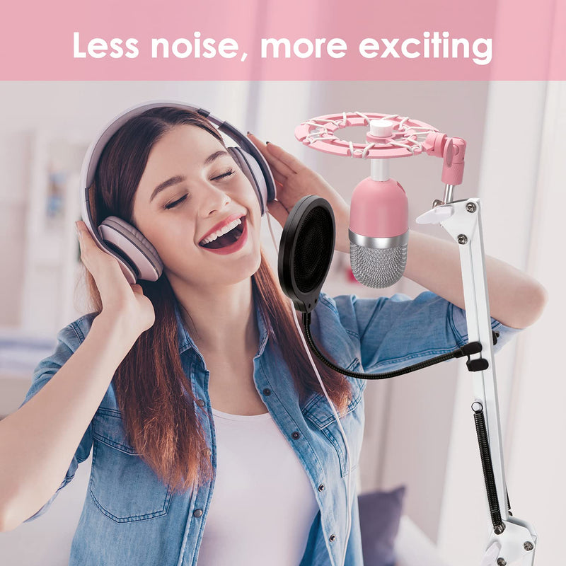  [AUSTRALIA] - YOUSHARES Pink Shock Mount - Shockmount Advanced Vibration Blocking, Noise Repelling Matching Mic Boom Arm Stand Compatible with Pink Razer Seiren Mini Microphone