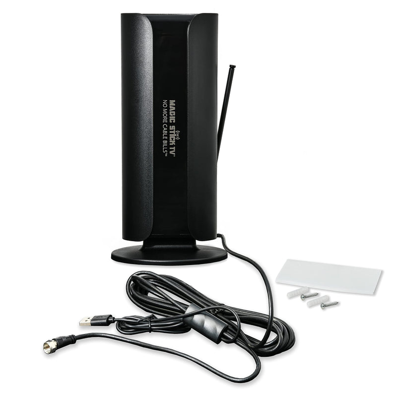  [AUSTRALIA] - Magic Stick TV MS80-PRO Amplified Indoor Adjustable TV Antenna - Signal Booster up to 75 Miles - Table Top or Wall Mount - Digital HDTV Antenna Clear HD Television Channel - 16.5 ft Long Coaxial Cable
