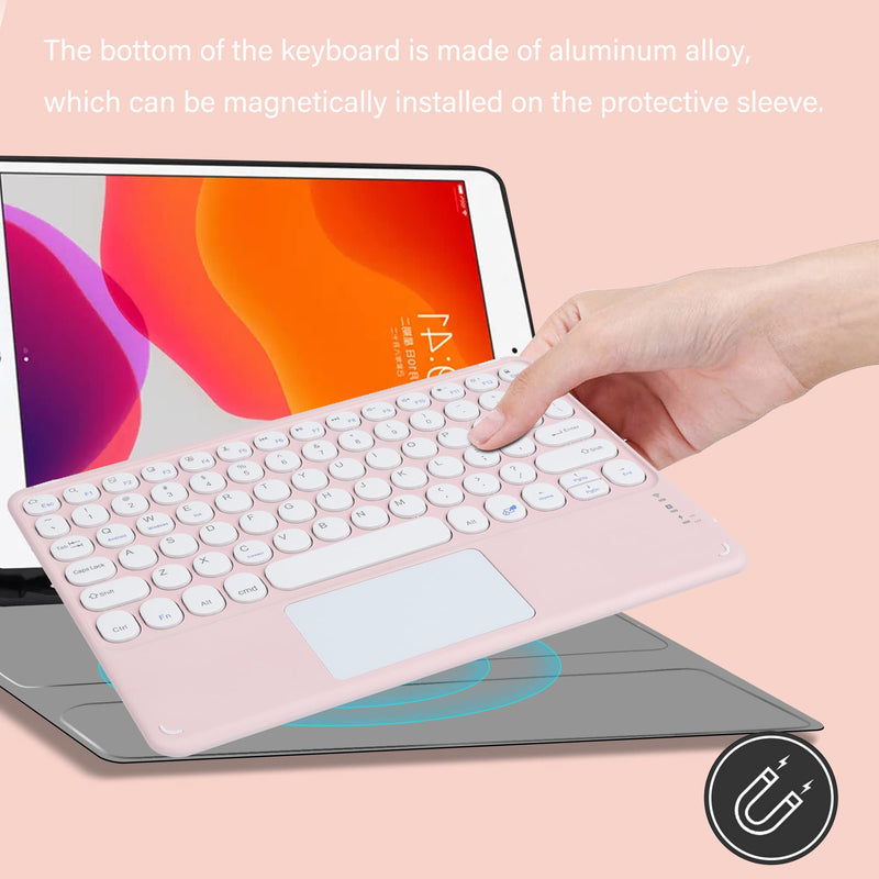  [AUSTRALIA] - Wireless Keyboard with Touchpad, Ultra-Thin Bluetooth Keyboard, Keyboard with Rechargeable Battery, Mini Wireless Keyboard with Trackpad for iPad Pro/iPad/Windows/iOS/Mac OS/Android (Pink) pink