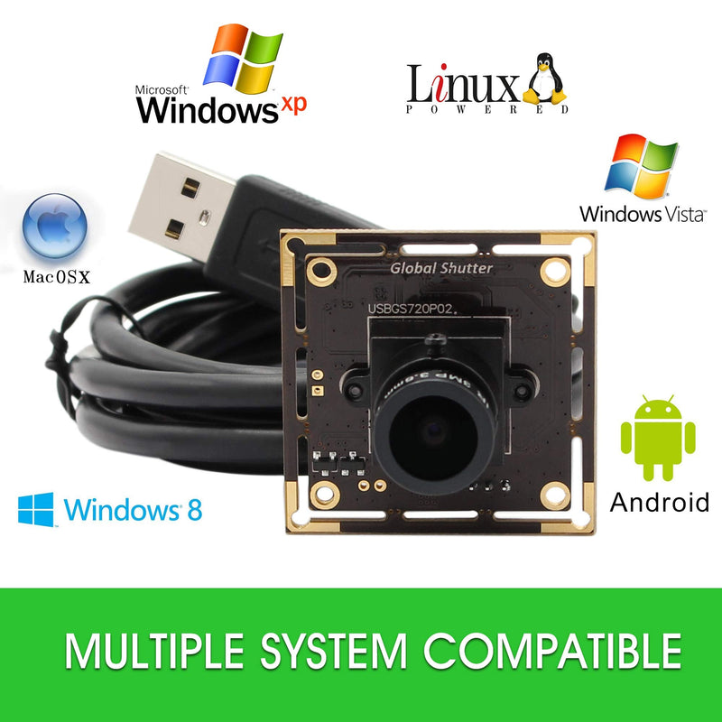  [AUSTRALIA] - USB Camera Module HD 1280X720@60fps, USB Webcam Global Shutter with AR0144 Image Sensor,Tiny USB Cameras with 3.6mm Lens Industrial UVC Web Cameras Plug and Play for Windows/MAC/Linux/Raspberry Pi