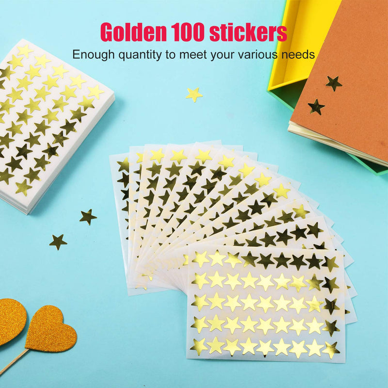  [AUSTRALIA] - 100 Sheets 4500 Counts Reward Star Stickers Foil Star Stickers Labels for Home, School, Bar, DIY and Office Decoration (Gold) Gold
