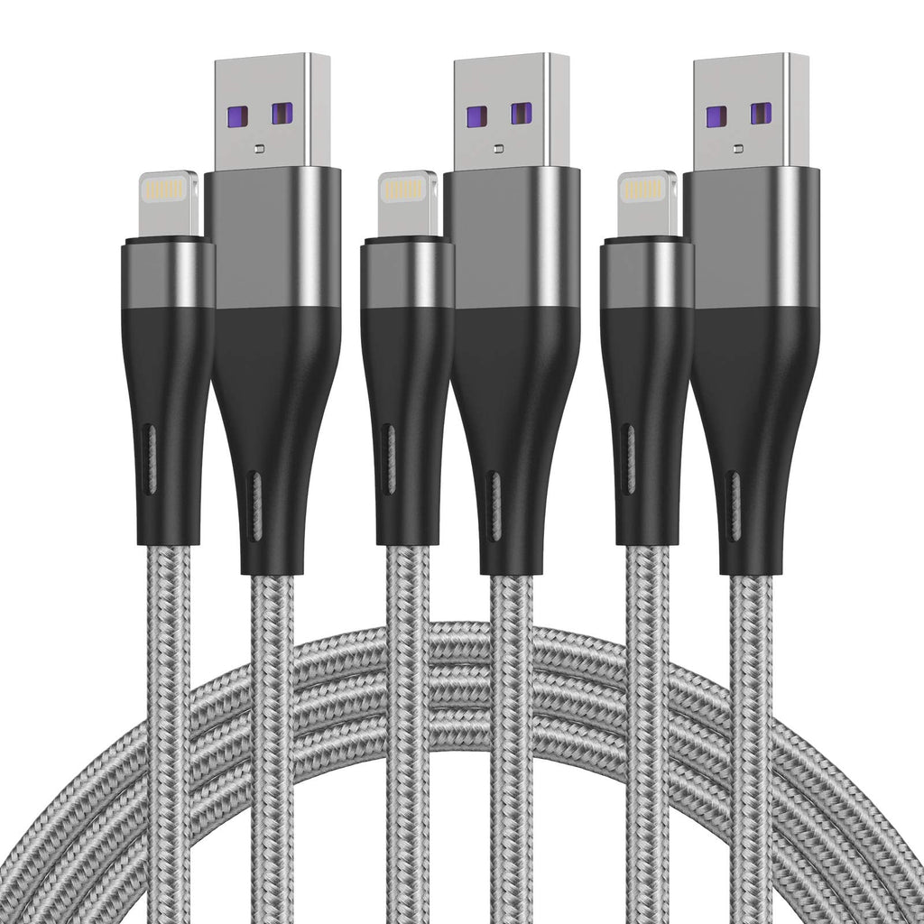  [AUSTRALIA] - Short Lightning Cable 3Pack,1Ft MFi Certified-iPhone Charger Cables,Fast Charging Station USB Cord 1Foot,Compatible with iPhone11 Pro Max/X/XS/XR/XS Max/8/7/6/5S/SE/Plus iPad(Silver) Grey