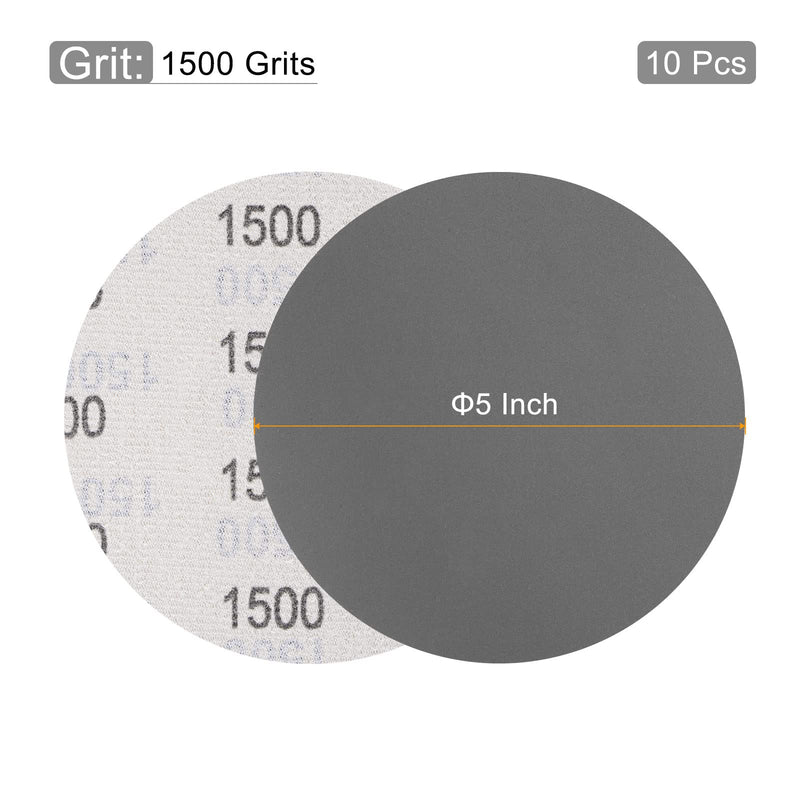  [AUSTRALIA] - uxcell 5 Inch Sanding Disc 1500 Grit Hook and Loop Wet Dry Usable Silicon Carbide C-Weight Backing Sandpaper for Orbital Sander 10Pcs 1500 Grits Dark Grey