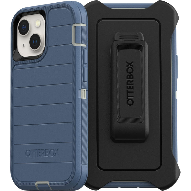  [AUSTRALIA] - OtterBox Defender Series iPhone Case + Bonus Screen Protector, Apple Phonecase, Wireless Charging, Removable Rotating Belt-Clip Holster/Kickstand (Fort Blue, iPhone 13 Mini) Fort Blue