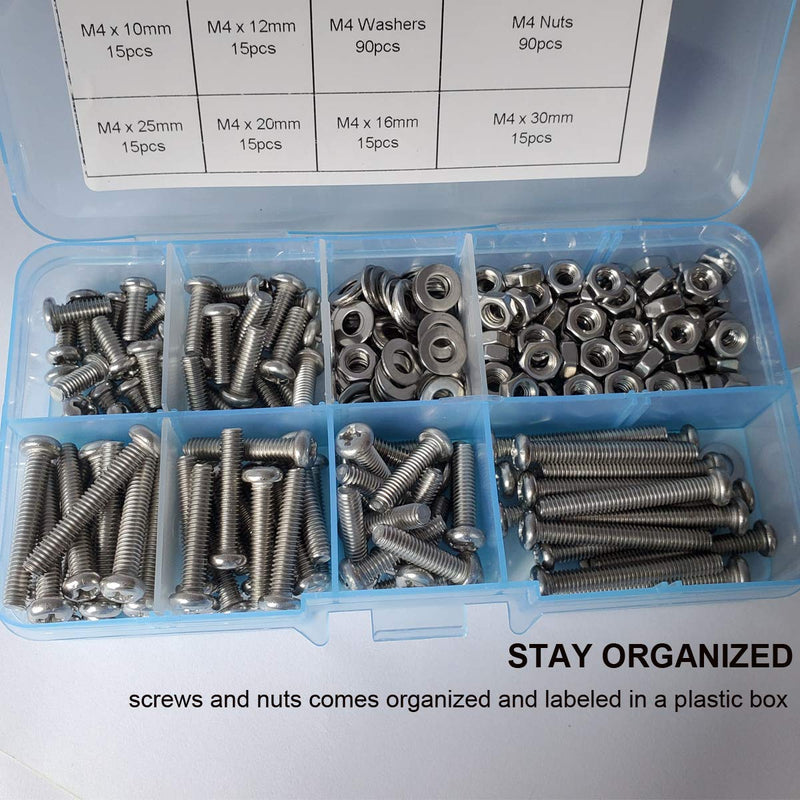 [AUSTRALIA] - M4-0.7 x 10mm,12mm,16mm,20mm,25mm,30mm Pan Head Phillips Machine Screws,18-8 Stainless Steel Bolts Nuts Washers Screws Assortment Set (M4 Pan Head Phillips Screws) M4 Pan Head Phillips Screws