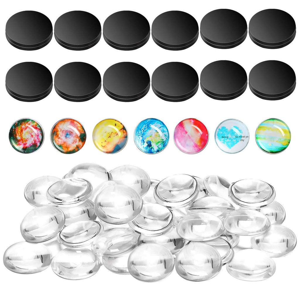  [AUSTRALIA] - Ceramic Magnets for Craft Fridge Refrigerator Magnets with Transparent Glass Cabochons Round Disc Ferrite Ceramic Magnets for DIY Fridge Craft Making Magnet with Adhesive Backing 40