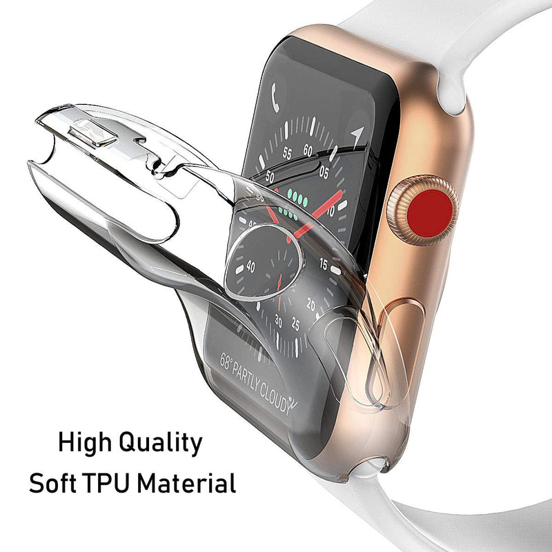  [AUSTRALIA] - Julk Series 3 38mm Case Compatible with Apple Watch Screen Protector, Overall Protective Case TPU HD Clear Ultra-Thin Cover (2-Pack) 38 mm