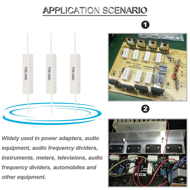  [AUSTRALIA] - Youmile 20pcs Ceramic Cement Resistor 10W 3 Ohm Resistor Power Resistor Resistor 5% Ceramic Wire Resistors Shockproof and Heat Resistant Axial Line Resistor White 10W 3 Ohm