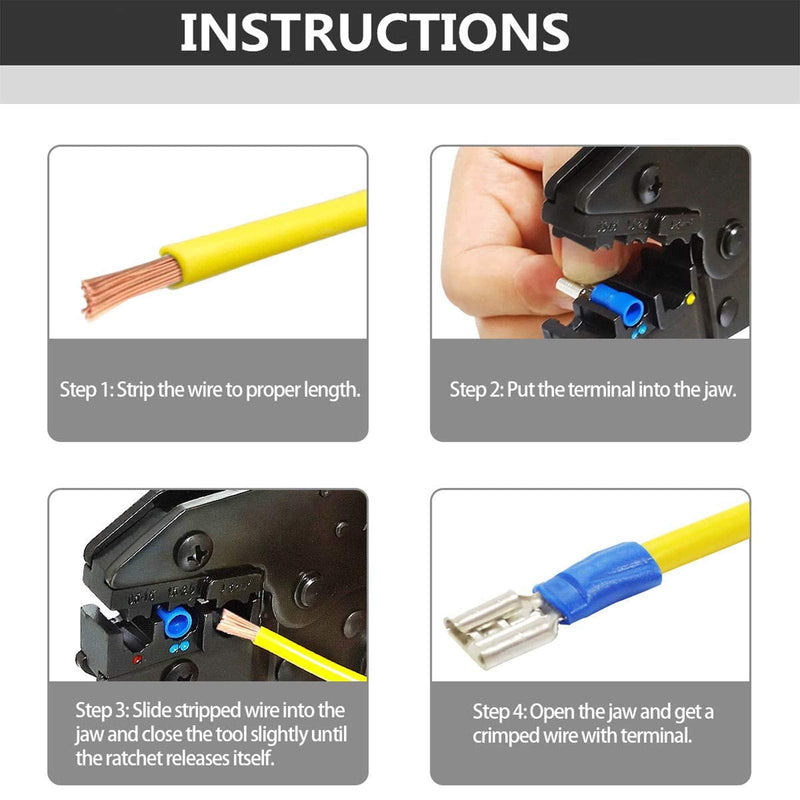  [AUSTRALIA] - Wire Crimper Tool Qibaok Ratcheting Insulated Wire Terminal Connectors Crimping Tool for AWG20-10 Crimping Tool For Insulated Nylon Connectors