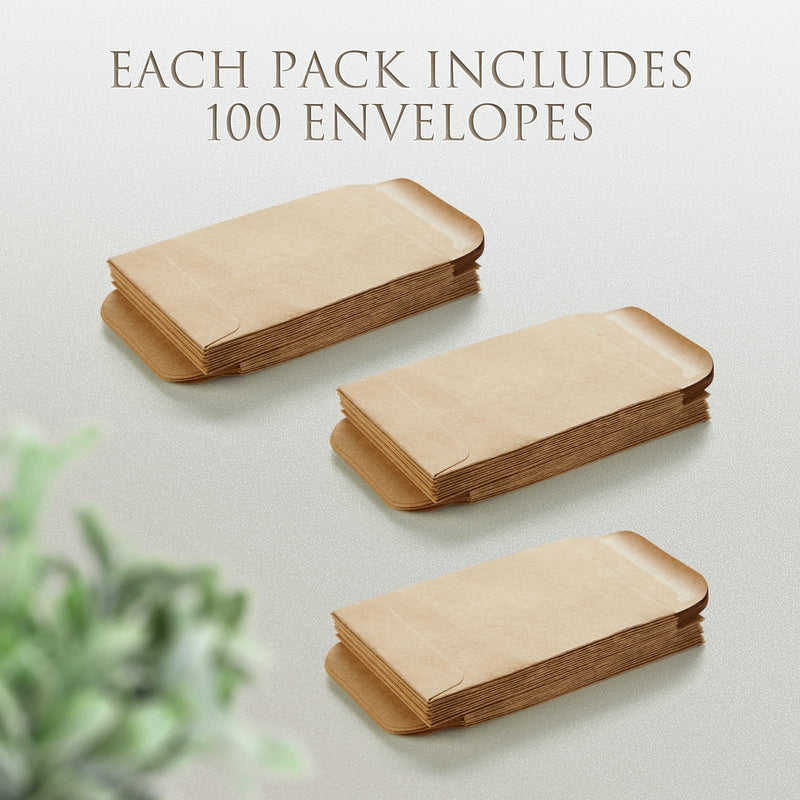  [AUSTRALIA] - Coin and Seed brown kraft Envelopes with Gummed Flap 100pcs 2-1/4 x 3-1/2 Storage for Home and Office and Garden Use Changchuang