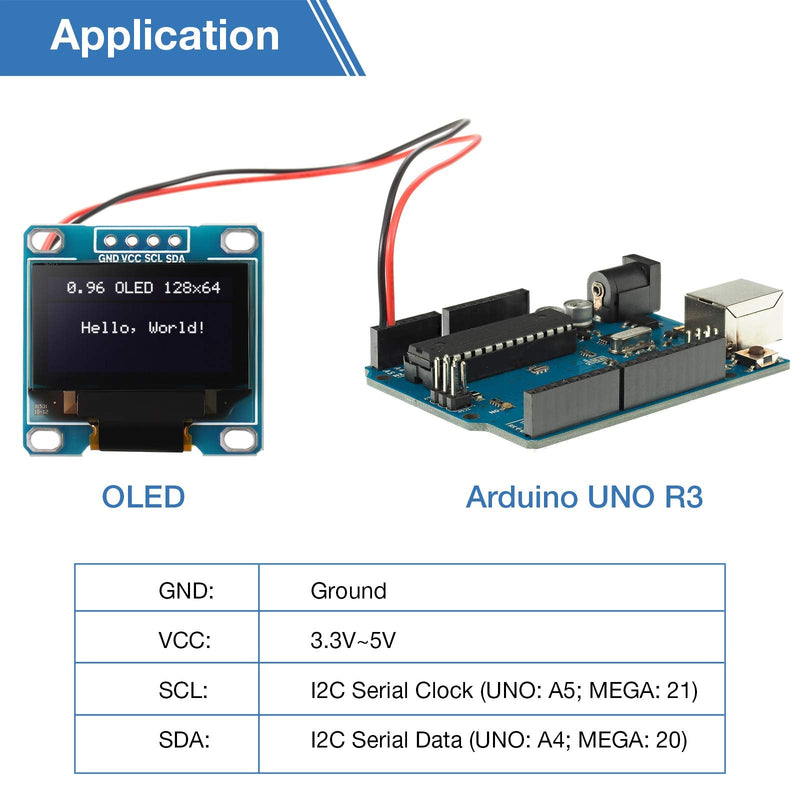  [AUSTRALIA] - 5 Pieces 0.96 Inch OLED Module 12864 128x64 Driver IIC I2C Serial Self-Luminous Display Board Compatible with Arduino Raspberry PI (White) White