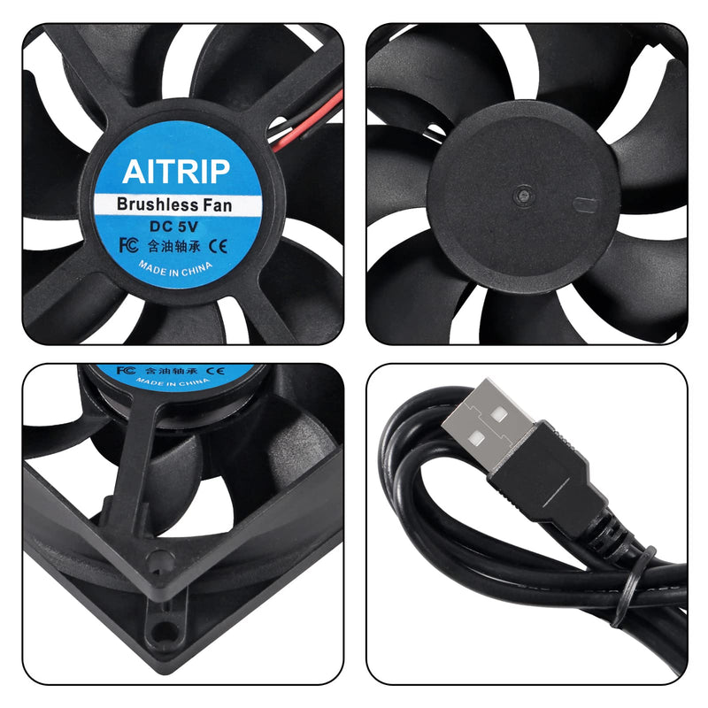  [AUSTRALIA] - AITRIP 2PCS 80mm USB Fan 5V Brushless 8025 80x25mm for Cooling DIY PC Computer Case 3D Printer CPU Cooler Radiators 5V USB