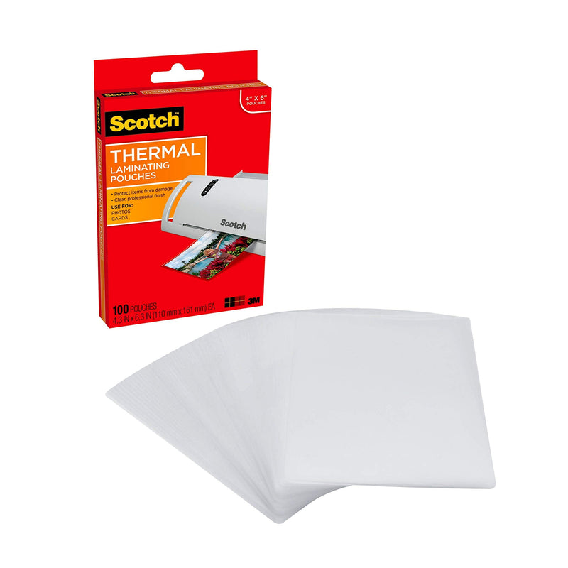  [AUSTRALIA] - Scotch Thermal Laminating Pouches, 5 Mil Thick for Extra Protection, 4.3 Inches x 6.3 Inches, 100 Pouches (TP5900-100)