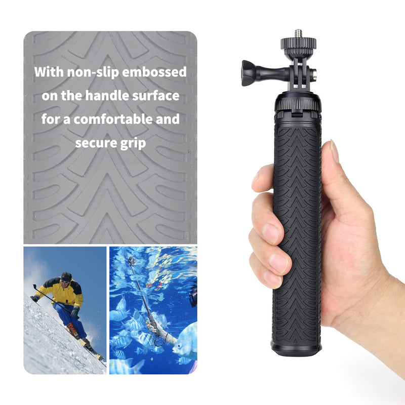  [AUSTRALIA] - YALLSAME Aluminum Selfie Stick Monopod for GoPro Hero 10 9 8 7 6 5 4 3 Max AKASO SJCAM DJI OSMO Action Camera with Floating Grip, Used as Extendable Telescoping Monopod Pole/Hand Grip/Tripod Stand