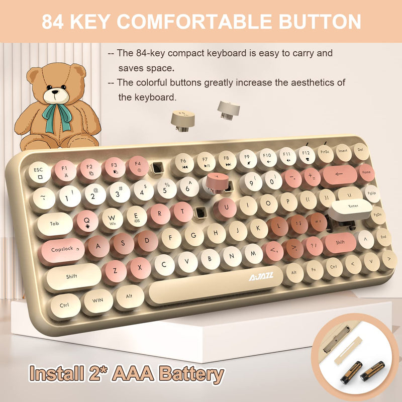  [AUSTRALIA] - FELiCON Wireless Bluetooth Keyboard Mini Portable 84-Key Keyboard Compatible with Android, Windows, PC, Tablet-Dark, Perfer for Home and Office Keyboards (Milk Tea Color) Milk tea color