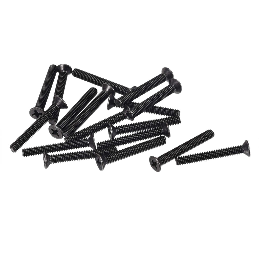  [AUSTRALIA] - uxcell M4 x 30mm Phillips Screw Fastener Black for Laptop PC TV Fan Switch 50pcs