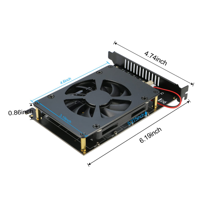  [AUSTRALIA] - Quad NVMe PCIe Adapter, RIITOP 4 Ports M.2 NVMe SSD to PCI-e 4.0/3.0 x16 Card with Fan Support 2280/2260/2242/2230 NVMe SSD (PCI-e Bifurcation Required) Black