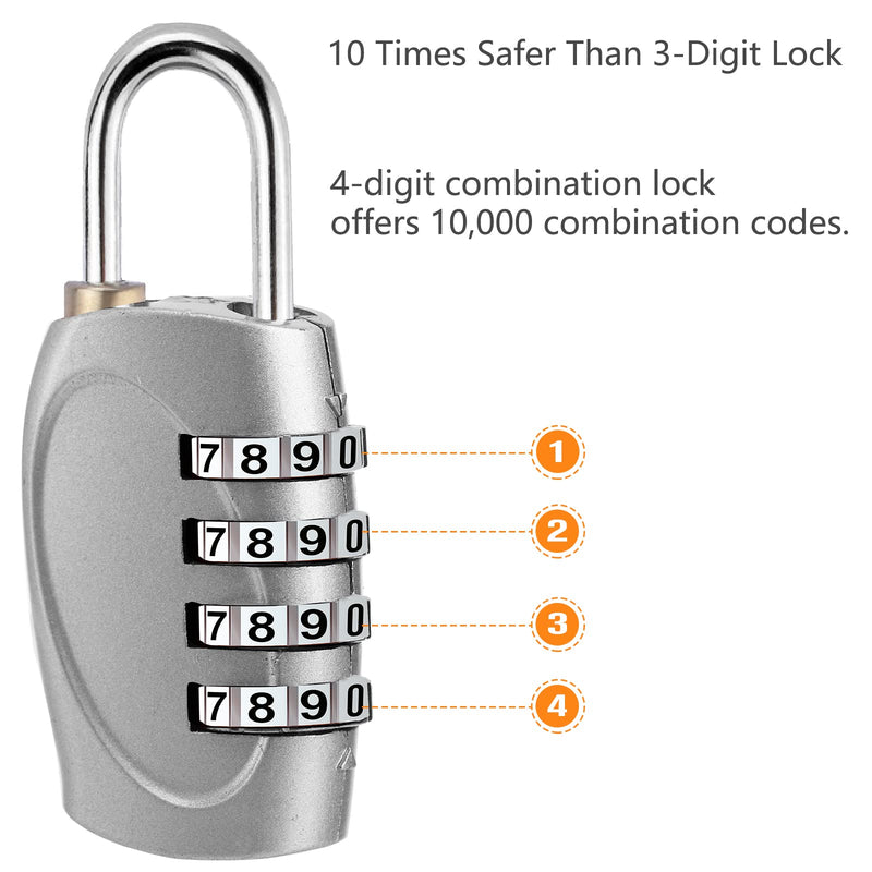 [AUSTRALIA] - Hedume 8 Pack Combination Lock 4 Digit Padlock for School Gym Locker, Sports Locker, Fence, Toolbox, Gate, Case, Hasp Storage