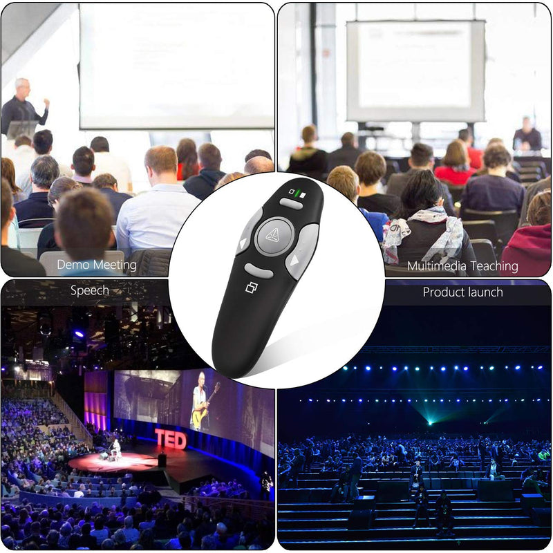  [AUSTRALIA] - Presentation Clicker Remote Laser Pointer - Wireless USB Presenter - Slideshow PowerPoint Clicker - Compatible with Win10︱MAC - Support PPT︱Keynote︱Google Slides (K100B) K100B