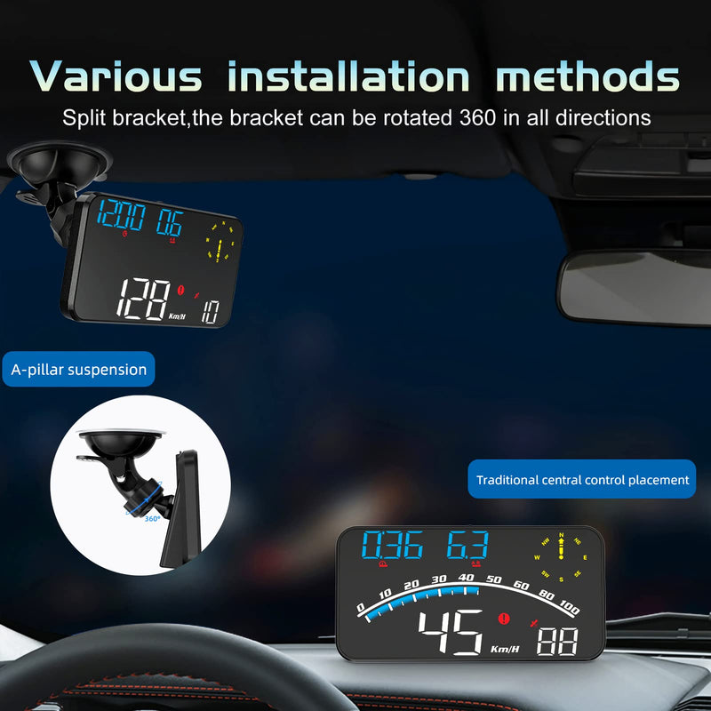  [AUSTRALIA] - AkaBane Digital GPS Speedometer,Heads Up Display for Cars, 5.5 inch HUD, with MPH Speed, Driving Distance, Compass, Clock, Overspeed Alarm Function, Suitable for All Vehicle