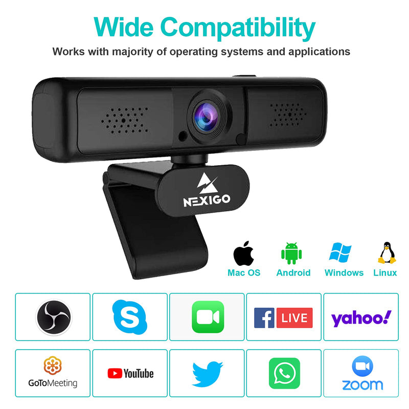  [AUSTRALIA] - NexiGo N650 2K 4MP Zoomable Webcam with Privacy Cover & Dual Microphone, 3X Digital Zoom, 95-Degree Viewing, Quad HD Business USB Camera for Online Class, Zoom Skype Facetime OBS Teams