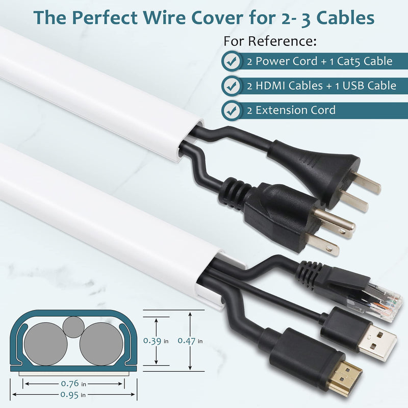  [AUSTRALIA] - ZhiYo 153in Cord Hider Wall & 6.6ft, 1 inch White Cable Sleeve Bundle