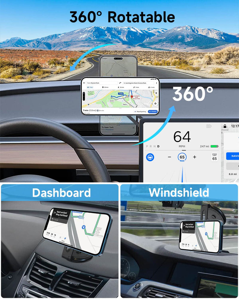  [AUSTRALIA] - Car Phone Holder Mount for Tesla Model 3/X/Y/S, Foldaway Invisible Magnetic Phone Mount for Car, Car Phone Holder for MagSafe Design Fit for iPhone 14 13 12 Pro Max MagSafe Case Samsung Phones,Black Black1